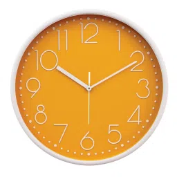 random Tic Toc Yellow & White Plastic Wall Clock image 2