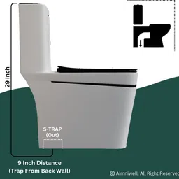 aimniwell international Premium Western Commode | One Piece Toilet with Seat | A1 Grade Ceramic | S Trap | Western Bathroom Commode | Scratch Resistant | Easy to Clean | AI2001 Western Commode image 3