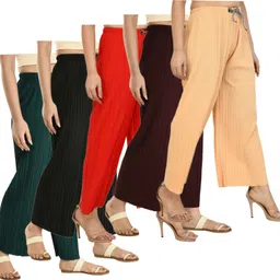winhever Pack of 5 Women Regular Fit Multicolor Lycra Blend Trousers-picture-16
