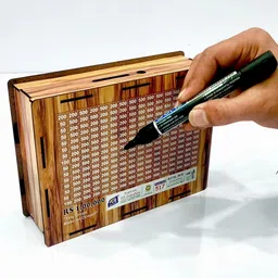 fastrush 1 Lakh Rupees Wooden Money Saving Box | Piggy Bank for Kids & Adults | Coin Bank image 4