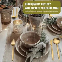 manishaware Dare to Dazzle with Dynamic Gold Silverware | Design H 4-Piece Setting Stainless Steel Cutlery Set image 5