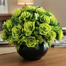 hdx enterprise Green Rose Artificial Flower Green Rose Artificial Flower with Pot image 1
