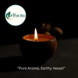 fresh bio Natural Coconut Shell Soy Wax Candle(Glossy Bowl) | Round Shape-Jasmine, 7WX9H Candle image 2