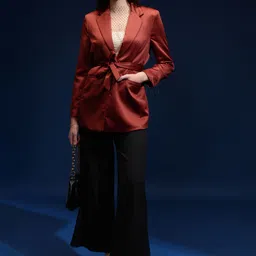 tokyo talkies Women Solid Double Breasted Casual Blazer image 3