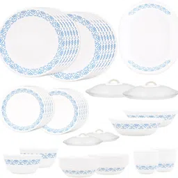 corelle Pack of 57 Glass Skyline Bay Garden Dinner Set - 57 Pcs | Microwave & Dishwasher Safe Dinner Set-picture-18