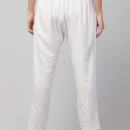 houseofcommon Women Relaxed White Viscose Rayon Trousers image 2
