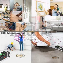 kitchiq Multipurpose Laser Level Kit - Standard Cross Line Leveler Beam Tool With Rulers ABS Material for Picture Hanging cabinets Tile Walls Non-magnetic Line Level image 4