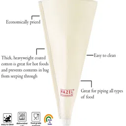 hazel Piping Bag For Cake Decoration | Reusable Cake Icing Bag For Pastry/Cupcake | Washable Cotton Material, Small Size 25 cm, White image 3