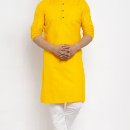 romj Men Solid Cotton Blend Straight Kurta-picture-11