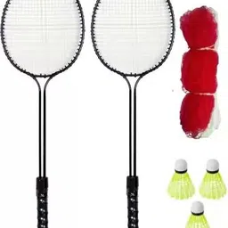 monika sports Badminton Kit 2 Double Shaft Racquet With 3 Pc Nylon Shuttle & 1 Badminton Net Badminton Kit-picture-23