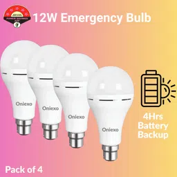 oniexo Portable Emergency Light 12W – Combo Pack of 4 4 hrs Bulb Emergency Light image 1