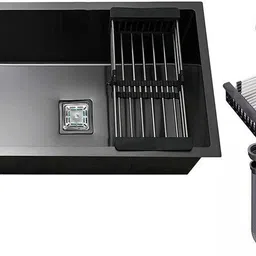 tantia 24 x 18 x 10 Single Bowl Handmade Kitchen Sink Black 24" X 18" X 10" HANDMADE 304 BLACK MATT GRADE SINK 304 Stainless tan137 Vessel Sink-picture-35