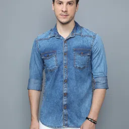 cazzba Men Regular Fit Solid Cut Away Collar Casual Shirt image 2