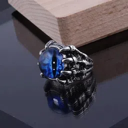 heeer collection Unisex Dragon Eye Ring & Owl Ring (Combo-Adjustable) Trending Fashion Ring Stainless Steel Silver Plated Ring-picture-36