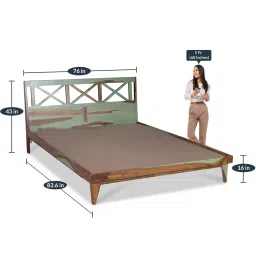 fabuliv Mavis Sheesham Wood King Size Bed in Vintage Green Finish image 3