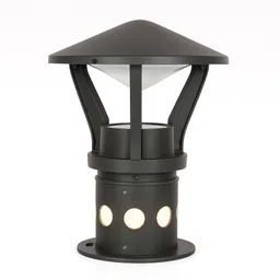 ascentech Outdoor Black Metal Gate Modern Round-Conical Grey Polka-Dotted Small 15 Inch Cast Aluminum Gate Pillar Light Post Lamp Gate Light Outdoor Lamp-picture-41