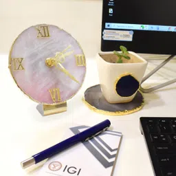 maureen Natural Rose Quartz Stone Watch with Stylish Golden Color Stand -D3 Carved Round Crystal Stone-picture-13