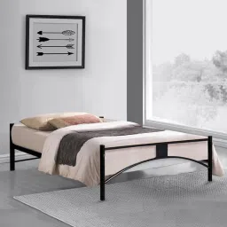 furniturekraft Metallika Metal Single Bed in Black Finish image 1