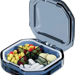 indirocks 7 Days Pill Box for Travel Portable Organizer 4-Grid Design-6.2x6.2x2.5 Ce Pill Box-picture-36