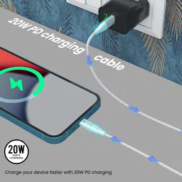 Portronics Lightning Cable 2 A 1 m Konnect L1 20W Type C to 8 Pin image 2
