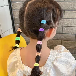 FAMEZA 200Pcs Baby Hair Ties, Soft Cotton Toddler Hair Ties for Girls and Kids, 1 Inch Multicolor Seamless Hair Bands for Kids Girls Gifts|MULTICOLOR A image 5