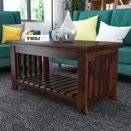 generic VMDJ Furniture Solid Sheesham Wood Wooden Centre Table Coffee Table Center Table Teapoy for Living Room Wooden Home Furniture (Coffee) image 1