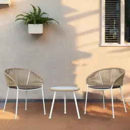 homedfy Coral Outdoor Table Set with 1 Table and 2 Chairs in Ivory White-picture-14