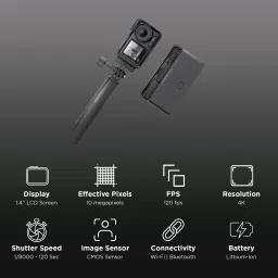 DJI Osmo Action 4 Adventure Combo 4K and 10MP 120 FPS Waterproof Sports Action Camera with CMOS Sensor (Black) image 2