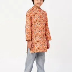 LIL DRAMA Boys Floral Printed Regular Kurta with Pyjamas image 4