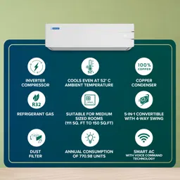 blue star 2025 Model 1.5 Ton 3 Star Split Inverter AC with Wi-fi Connect- White image 2