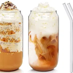 emailya retails (Pack of 2) Glass Sipper Tumbler Juice Milk Can Glass Set (Pack of 2) Glass Set Water/Juice Glass-picture-21