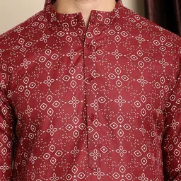Anouk Maroon & White Ethnic Motifs Printed Kurta With Churidar image 2