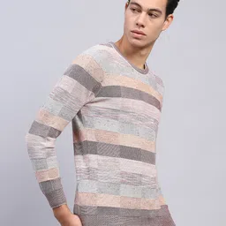 monte carlo Men Striped Round Neck Multicolor Sweater image 3
