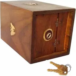 kisniv valentine day gift, Handmade Wooden Money Bank Square Shape Coin Box Coin Bank image 2