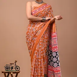akshara fashion Printed Daily Wear Pure Cotton Saree image 1