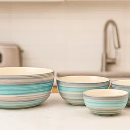 hindustani saudagar Ceramic Serving Bowl Aqua Drift Seagreen Multi Size Ceramic Bowls 1000ML, 750ML, 500ML and 350ML. image 2