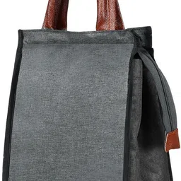 kavrixa Grey-Tan Faux Leather & Linen PVC Cotted Fabric Tiffin + Picnic bag KX-TB08 Lunch Bag-picture-13