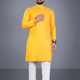 lyplo Men Solid Cotton Blend Straight Kurta-picture-10