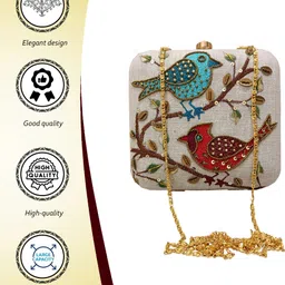 zari and fashion Party White Clutch-picture-16