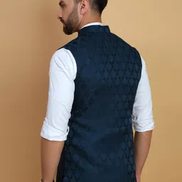 Vandnam Fabrics Mandarin Collar Woven Design Nehru Jacket image 3