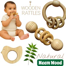shreeja shilpcraft Pure Natural Neem Wood Rattles (Antibacterial and Antifungal) Rattle-picture-45