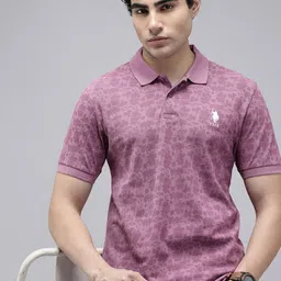 u.s. polo assn. Men Printed Polo Neck Pure Cotton Purple T-Shirt-picture-13