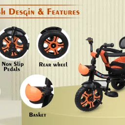 toyshoppee with Parental /Push Handle Baby TriCycle Suitable for (1-5 Years) Kids Tricycle image 5