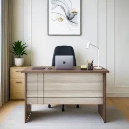 mintwud from pepperfry Alston Workstation In Balliness Pine & Cloud Ash Finish With Drawer-picture-2