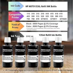 Prismaticprints 315,316,319,410,415 Smart Tank 500,510,515,750,790 Black Ink Bottle image 2