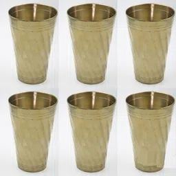 (Pack of 6) Bronze Glass Tumbles | Kanse Ka Glass | Kansa Glass Set 6 3.5Wx5.5H INCHES Glass Water/Juice Glass-image-9