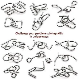 crazybuy 24 PCS STAINLESS STEEL METAL WIRE CLASSIC IQ PUZZLE TEASER TOYS FOR KIDS image 3