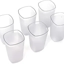 (Pack of 6) Plastic Square Water Unbreakable Plastic Glass Set of 6 Glass Set Water/Juice Glass-image-3
