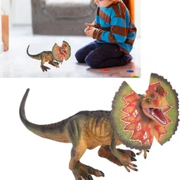 funfob Dilophosaurus Dinosaur Toy Figure Length - 25cm Animal Figure (Spiked Red Green) image 4