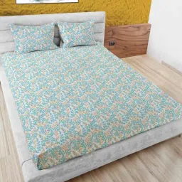 mayfair homes london Blue Abstract 180 TC Cotton King Bedsheet with 2 Pillow Covers-picture-26